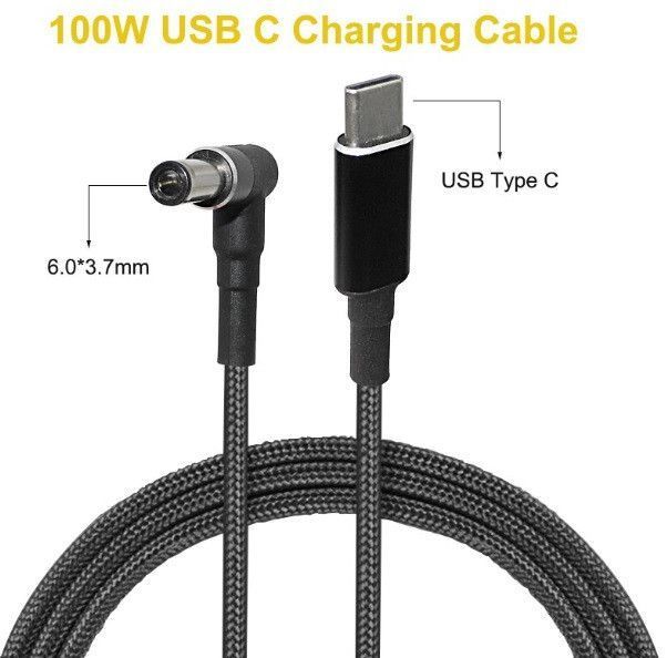 10 шт. USB Type-C кабель DC 6.0&times;3.7*0.6 Asus для зарядки ноутбука 100W от повербанка USB EM7761 фото