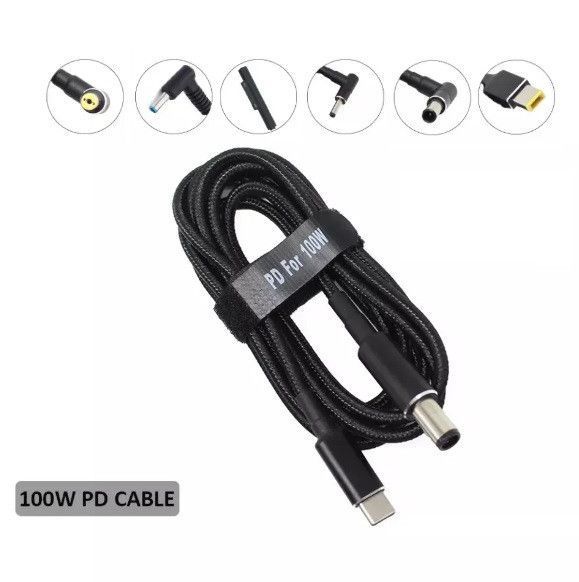 10 шт. USB Type-C кабель DC 4.5&times;3.0*0.6 HP для зарядки ноутбука 100W от повербанка USB EM7135 фото