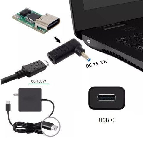 Переходник USB Type-C на DC 4.5&times;3.0*0.6 + PD Triger 19.5V 100W для HP зарядки ноутбука от повербанка EM8187 фото