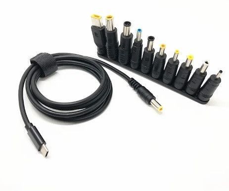 10шт. Кабель Type-C 65W на DC 5,5*2,5 с триггером на 18.5-20V зарядка от повербанка для ноутбука + набор перех EM8417 фото