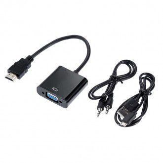 HDMI в VGA адаптер конвертер видео аудио переходник на tv тюнер T2 Xbox с бокс преобразователь Playstation 3 4 EM7286 фото
