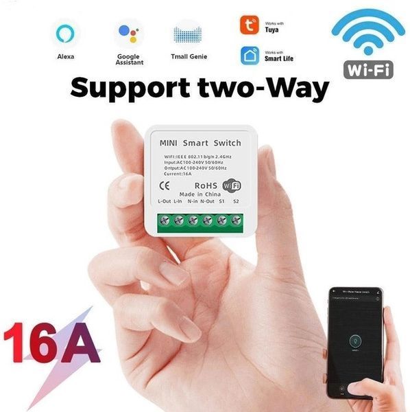 Умное реле Mini Smart Swith 16А с WiFi модулем Smart Home 16A напряжения 100-240В Smart Life или Tuya Smart EM7820 фото