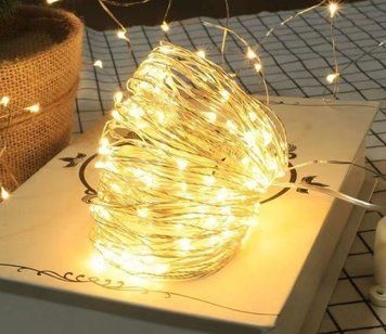 Светодиодная гирлянда USB 10 м 100 LED от Power bank теплый белый с пультом управления роса EM8376 фото