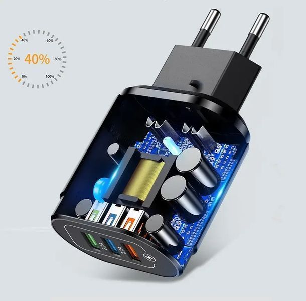Зарядное устройство 3 порта USB Fast Charge 2.1A блок питания сетевое EM7597 фото