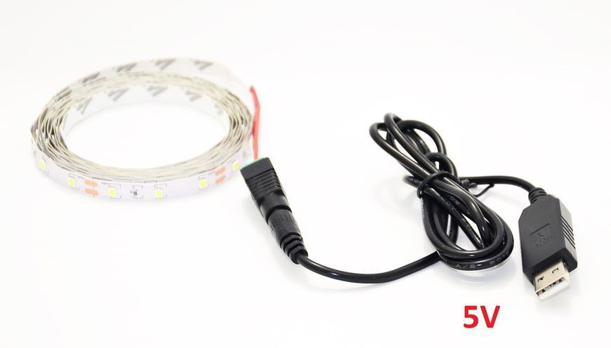 Светодиодная LED лента USB 5V и 12V универсальная ЮСБ 500см. белая работает от павер банка power bank EM7172 фото