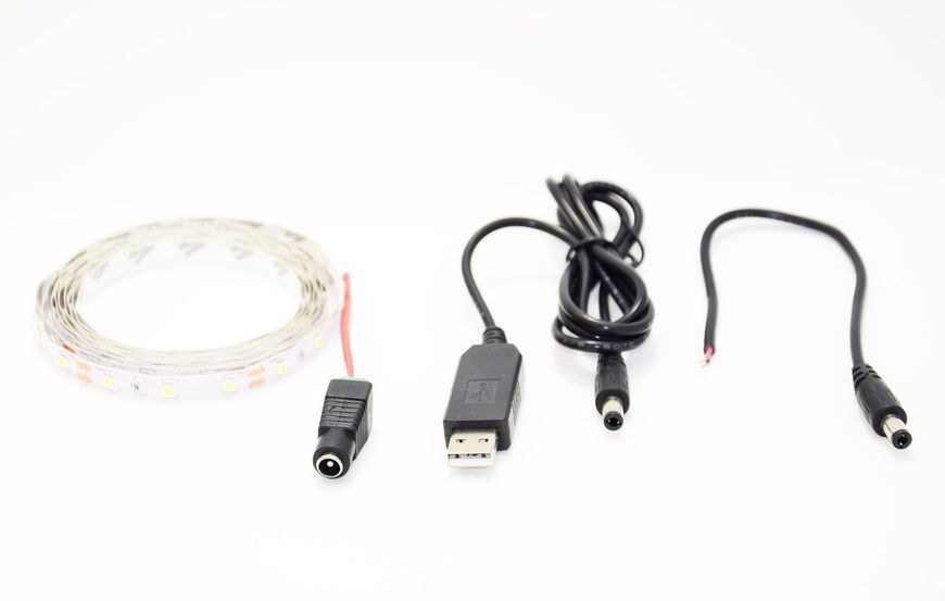 Светодиодная LED лента USB 5V и 12V универсальная ЮСБ 500см. белая работает от павер банка power bank EM7172 фото