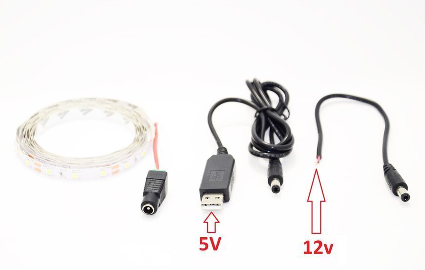 Светодиодная LED лента USB 5V и 12V универсальная ЮСБ 500см. белая работает от павер банка power bank EM7172 фото