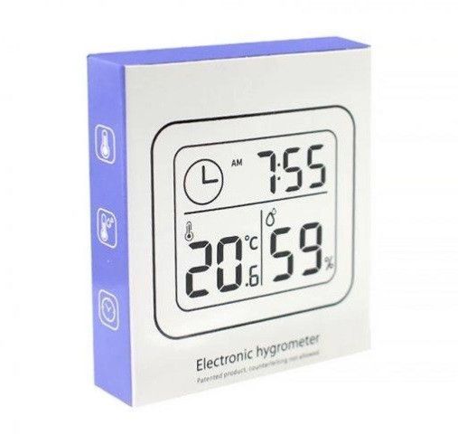 Комнатный цифровой термометр гигрометр часы Electronic Hygrometer влагомер EM7974 фото