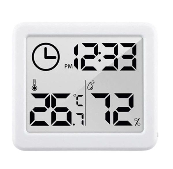 Комнатный цифровой термометр гигрометр часы Electronic Hygrometer влагомер EM7974 фото