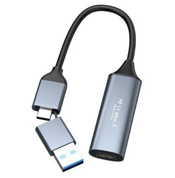 Внешняя видео карта видеозахвата HDMI - USB Type-C для записи экрана и стримов конвертер потокового видео EM8214 фото