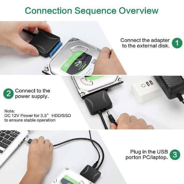 Переходник для жесткого диска USB 3.0 - SATA, 2.5", 3,5" с блоком питания SSD жесткий диск конвертер адаптер EM7336 фото