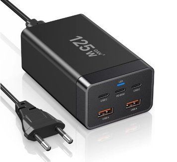 Сетевое зарядное устройство GaN 125W PD 20V для ноутбука и гаджетов EM8350 фото