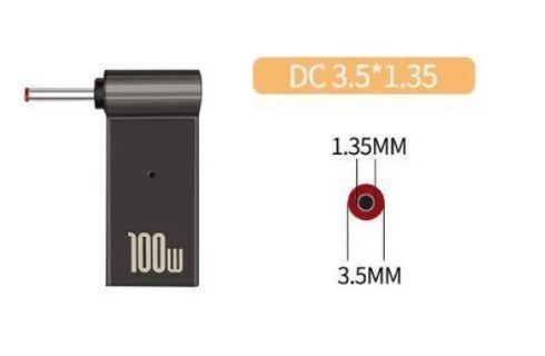 10 шт. USB Type-C адаптер DC 3.5&times;1.35 для зарядки ноутбука 100W от повербанка USB или зарядки PD EM7765 фото