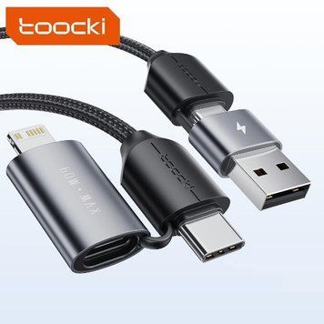 Кабель Toocki USB Type-C to Type-C Lightning PD 60W для Apple Iphone 11,12,13,14,Pro Max,Mini,Xs,Xr,X8 iPad EM8345 фото