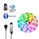 Светодиодная лента LED Bluetooth RGB 5м. гирлянда USB от повербанка 5 V режимы разноцветная EM8096 фото 1