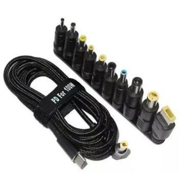 Кабель Type-C 100W на DC 5,5*2,5 с триггером на 18.5-20V зарядка от повербанка для ноутбука + набор переходник EM8180 фото